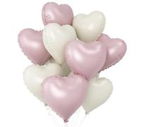 Ballon en forme de coeur blanc poudré, 10pcs Crème Bébé poudre ballon en forme de coeur, 18 pouces sable blanc rose hélium polyester film ballon pour la Saint Valentin,décoration de fête de mariage