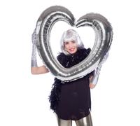 Ballon en forme de cœur cadre photo argent 80x75cm