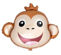 Ballon en forme de singe souriant, décoration de fête, mylar Foil, orange et beige