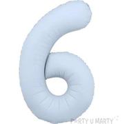 Ballon en papier d'aluminium en forme de chiffre "6", 86 cm, dans une élégante couleur bleu brumeux - l'accessoire parfait pour les anniversaires et autres moments spéciaux