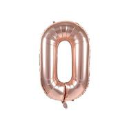 Ballon en plastique 40 cm en or rose pour remplissage d'air - pour anniversaire, mariage, fête et autres - en or rose en design de chiffres ballon numéro numéro géant décoration (chiffre 0)