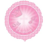 Ballon en plastique Amscan avec inscription Christening pour filles / garçons, rond, 46 cm SG3808 (taille unique) (rose)