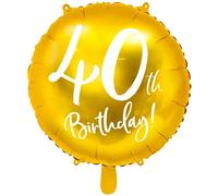 Ballon en plastique avec écriture 40th Birthday 45cm or