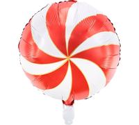 Ballon en plastique Bonbon rond 35cm blanc / rouge / or