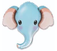 Ballon en plastique - Eléphant, tête d'éléphant, bleu, 60 cm, Flexmetal