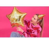 Ballon en plastique étoile avec inscription Happy Birthday 40cm or