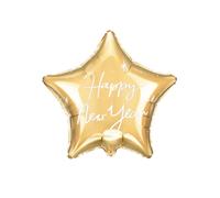 Ballon en plastique étoile avec inscription Happy New Year 38x44cm or