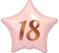 Ballon en plastique, Étoile rose 18e anniversaire, 44cm