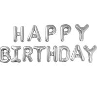 Ballon en plastique Joyeux anniversaire Guirlande, argent, environ 40 cm
