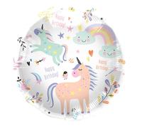 Ballon en plastique Joyeux anniversaire Licornes 45cm