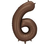 Ballon en plastique Nombre "6"- 86 cm, Mocca, Satin-Braun