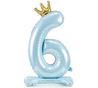 Ballon en plastique nombre "6" debout, 84 cm, bleu