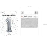 Ballon en plastique numéro 1, 86 cm, argenté
