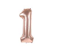 Ballon en plastique numéro 40 cm en or rose pour remplissage d'air - pour anniversaire, mariage, fête et autres - en or rose en design numéro anniversaire ballon numéro géant décoration (numéro 1)