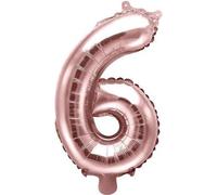 Ballon en plastique rose doré 35 cm chiffre 6