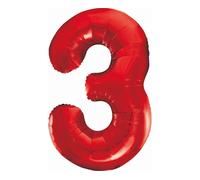 Ballon en plastique XL chiffre 3 rouge 85 cm