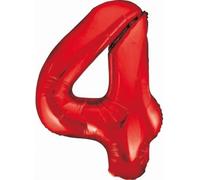 Ballon en plastique XL chiffre 4 rouge 85 cm