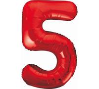 Ballon en plastique XL chiffre 5 rouge 85 cm