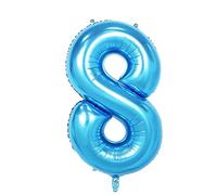 Ballon en plastique XL numéro 80 cm en bleu - pour gonflage - pour anniversaire, mariage, fête etc. - bleu clair ballon en design numéro anniversaire cadeau ballon numéro 18 numéro déco (numéro 8)