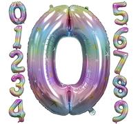 Ballon étoile Arc-en-ciel Numéro 0 de 40 Pouces Ballons Numérotés à l'hélium en Feuille de Ciel étoilé 0-9 Ballons de Fête Pour Filles Femmes Anniversaire Décorations de Fête de Princesse