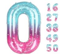 Ballon étoile en forme de chiffre 0 pour décoration de fête d'anniversaire, anniversaire de mariage - 101,6 cm - Ballon à l'hélium en mylar pour décoration de fête d'anniversaire, de mariage - 101,6