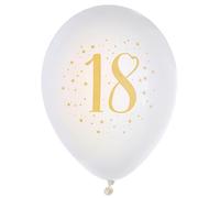 Santex Ballon latex de fête 18 ans R/6571 Blanc et doré 23 cm Pack de 8