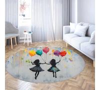 ballon filles Street Art Tapis rond pour salle de classe graffiti éclaboussures de peinture lavable antidérapant résistant aux Cercle tapis de sol pour enfants chambre d’enfant/chambre 100cm