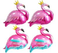 Ballon Flamant Rose, 4 Pièces Ballons de Flamingo D'été, Ballon Decoration Hawaienne, Ballons Flamant Rose en Aluminium pour L'été Plage Piscine Fêtes Accessoires