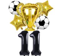 Ballon Football, Deco Anniversaire 11 Ans Enfants, Géant Chiffre Noir, Décorations De Fête Thème Sport