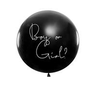 PartyDeco – Ballon géant en latex à éclater 1 m – confettis roses (Femelle) – Noir