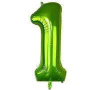 BALLON GEANT Chiffre 1 VERT XXL - 101 cm 40' - Décoration Anniversaire 1 an - Fete Reveillon Soirées - 10 ans - Baptême Bébé Garcon fille - Décorations évènements - Décoration murale - Idée cadeau