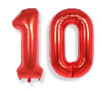 Ballon Géant Chiffre 10 Rouge: 40 Pouces 101 cm Grand Ballons Anniversaire Rouge Numero 10 ans à Hélium Ballon de Baudruche Mylar Décoration