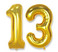 Ballon Géant Chiffre 13 Or: 40 Pouces 101 cm Ballon Géant Doré Numero 13 31 ans à Hélium Ballons de Baudruche Mylar Décoration pour Mariage Anniversaire
