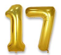 Ballon Géant Chiffre 17 Or: 40 Pouces 101 cm Ballon Géant Doré Numero 17 71 ans à Hélium Ballons de Baudruche Mylar Décoration pour Mariage Anniversaire