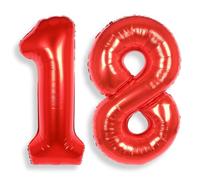 Ballon Géant Chiffre 18 Rouge: 40 Pouces 101 cm Grand Ballons Anniversaire Rouge Numero 18 ans à Hélium Ballon de Baudruche Mylar Décoration