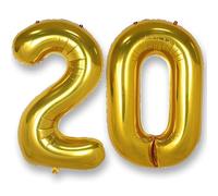 Ballon Géant Chiffre 20 Or: 40 Pouces 101 cm Ballon Géant Doré Numero 20 ans à Hélium Ballons de Baudruche Mylar Décoration pour Mariage Anniversaire