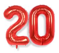 Ballon Géant Chiffre 20 Rouge: 40 Pouces 101 cm Grand Ballons Anniversaire Rouge Numero 20 ans à Hélium Ballon de Baudruche Mylar Décoration