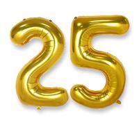 Ballon Géant Chiffre 25 Or: 40 Pouces 101 cm Ballon Géant Doré Numero 25 52 ans à Hélium Ballons de Baudruche Mylar Décoration pour Mariage Anniversaire