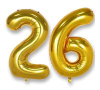 Ballon Géant Chiffre 26 Or: 40 Pouces 101 cm Ballon Géant Doré Numero 26 62 ans à Hélium Ballons de Baudruche Mylar Décoration pour Mariage Anniversaire