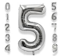 Ballon Géant Chiffre 5 Argenté: 40 Pouces 101 cm Grand Ballons Anniversaire Argenté Numero 5 ans à Hélium Garçon Fille Ballon de Baudruche Mylar Décoration pour Baby Shower Anniversaire