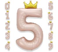 Ballon Géant Chiffre 5 Rose: 40 Pouces 101 cm Rosé Pastel Grand Ballon Anniversaire Rosa Numero 5 ans à Hélium Fille Baudruche Mylar Décoration pour Baby Shower Anniversaire
