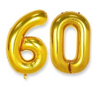 Ballon Géant Chiffre 60 Or: 40 Pouces 101 cm Ballon Géant Doré Numero 60 ans à Hélium Ballons de Baudruche Mylar Décoration pour Mariage Anniversaire
