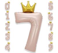 Ballon Géant Chiffre 7 Rose: 40 Pouces 101 cm Rosé Pastel Grand Ballon Anniversaire Rosa Numero 7 ans à Hélium Fille Baudruche Mylar Décoration pour Baby Shower Anniversaire