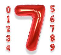 Ballon Géant Chiffre 7 Rouge: 40 Pouces 101 cm Grand Ballons Anniversaire Rouge Numero 7 ans à Hélium Garçon Fille Ballon de Baudruche Mylar Décoration pour Baby Shower Anniversaire