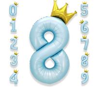 Ballon Géant Chiffre 8 Bleu: 40 Pouces 101 cm Bleu Pastel Grand Ballon Anniversaire Numero 8 ans à Hélium Baudruche Mylar Décoration Anniversaire