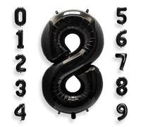 Ballon Géant Chiffre 8 Noir: 40 Pouces 101 cm Grand Ballons Anniversaire Noir Numero 8 ans à Hélium Garçon Fille Ballon de Baudruche Mylar Décoration pour Baby Shower Anniversaire