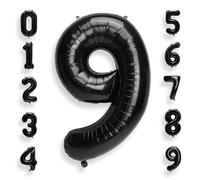 Ballon Géant Chiffre 9 Noir: 40 Pouces 101 cm Grand Ballons Anniversaire Noir Numero 9 ans à Hélium Garçon Fille Ballon de Baudruche Mylar Décoration pour Baby Shower Anniversaire