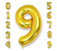 Ballon Géant Chiffre 9 Or: 40 Pouces 101 cm Grand Ballons Anniversaire Doré Numero 9 ans à Hélium Ballons de Baudruche Mylar Décoration pour Mariage Anniversaire