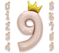 Ballon Géant Chiffre 9 Rose: 40 Pouces 101 cm Rosé Pastel Grand Ballon Anniversaire Rosa Numero 9 ans à Hélium Baudruche Mylar Décoration pour Baby Shower Anniversaire