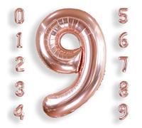 Ballon Géant Chiffre 9 Rose Gold: 40 Pouces 101 cm Grand Ballons Anniversaire Rosegold Numero 9 ans à Hélium Garçon Fille Ballon de Baudruche Mylar Décoration pour Baby Shower Anniversaire